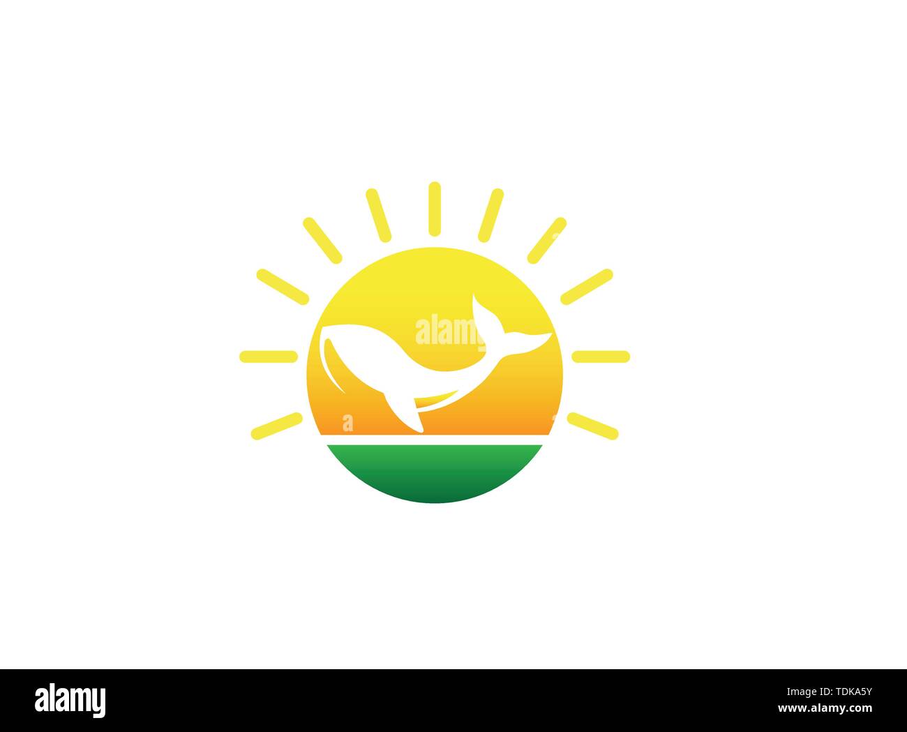 Humpback an ocean's giant whale for logo design illustration in a sun ...
