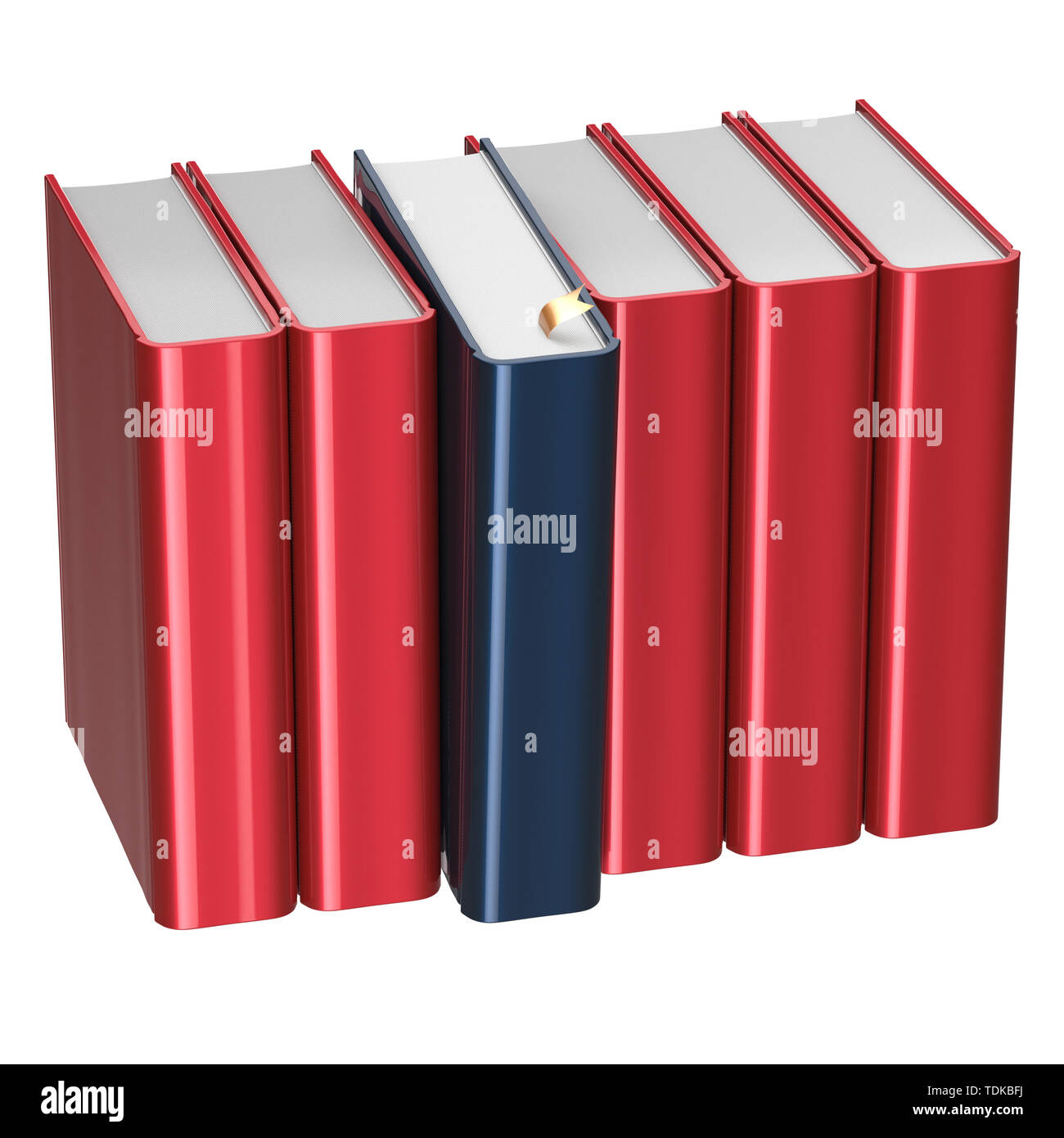 Blank red books row one selected black choosing leadership take answer