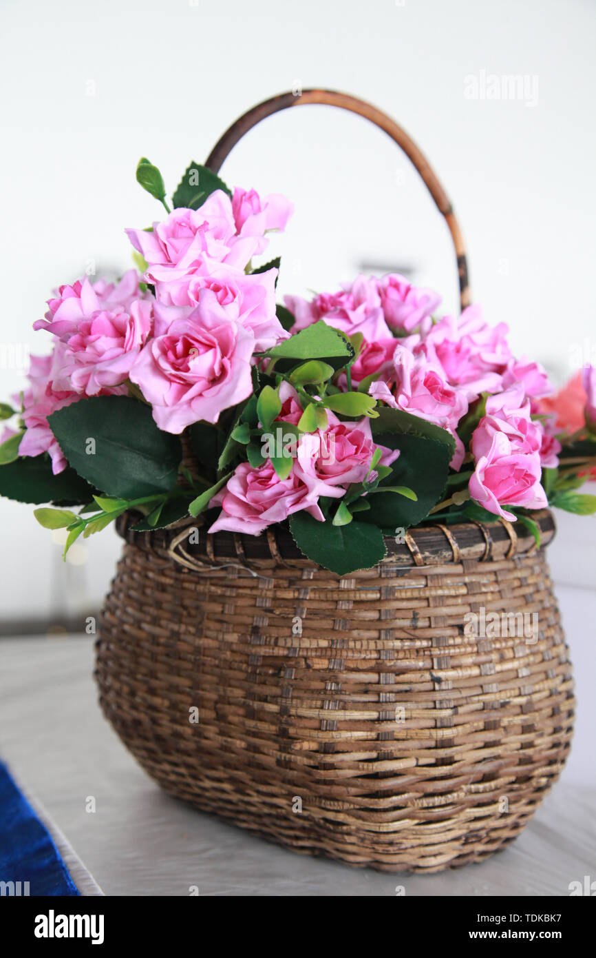 Flower baskets and flowers Stock Photo Alamy
