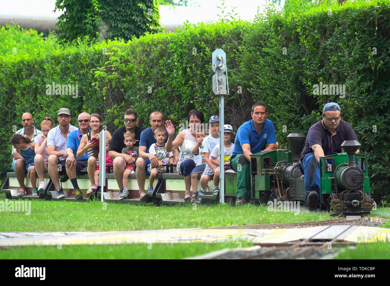 Budapest, Hungary. 16th June, 2019. Visitors enjoy a ride on a mini
