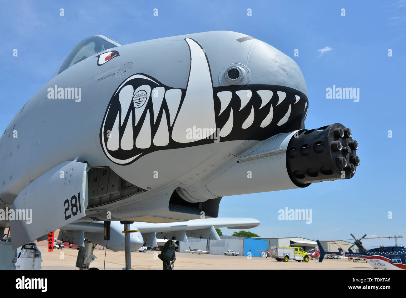 Cape Girardeau, MO, USA. 17th May, 2019. The front of the A-10 flown by Lt. Col. Lee Saugstad, during The Cape Girardeau Air Show, in Cape Girardeau, MO. Mandatory Credit: Kevin Langley/Sports South Media/CSM/Alamy Live News Stock Photo