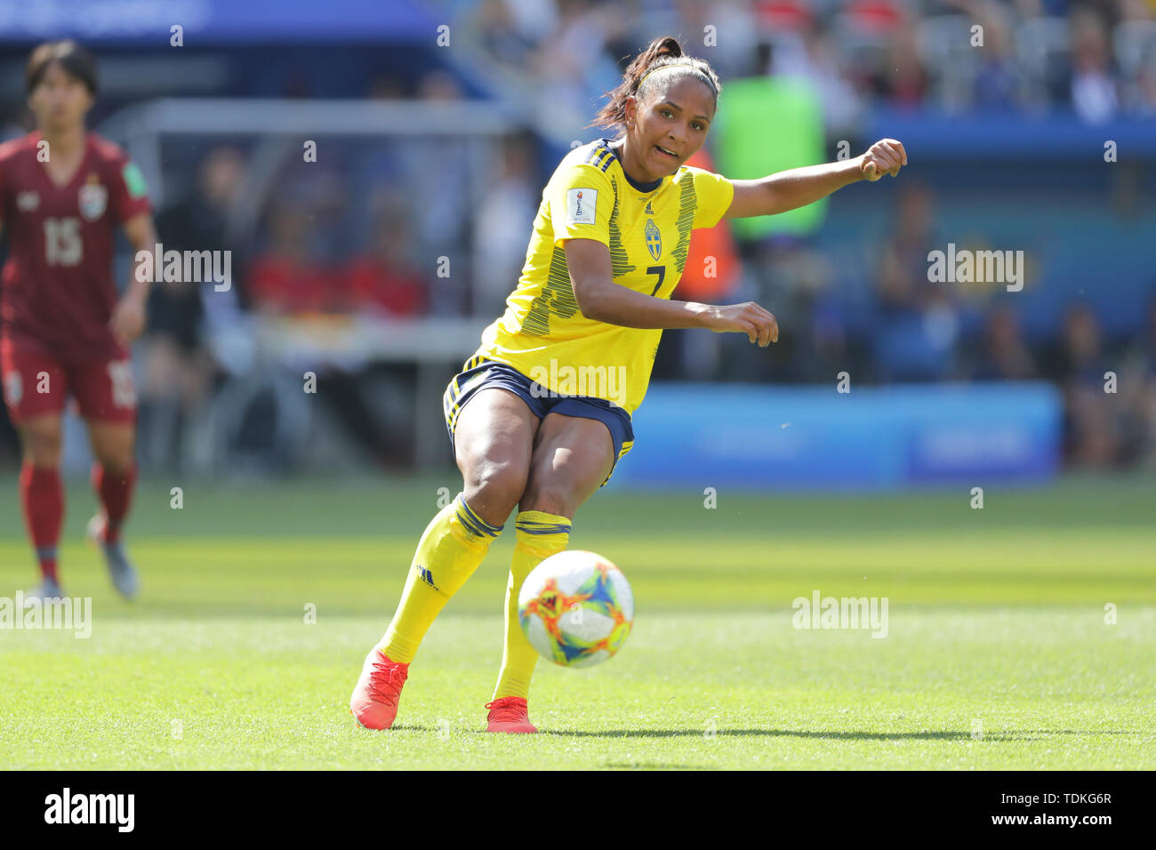 Nice, France. 16th June, 2019. Madelen Janogy (SWE) Football/Soccer : Madelen Janogy of Sweden kicks the ball during the FIFA Women's World Cup France 2019 group F match between Sweden and Thailand at Stade de Nice in Nice, France . Credit: AFLO/Alamy Live News Stock Photo