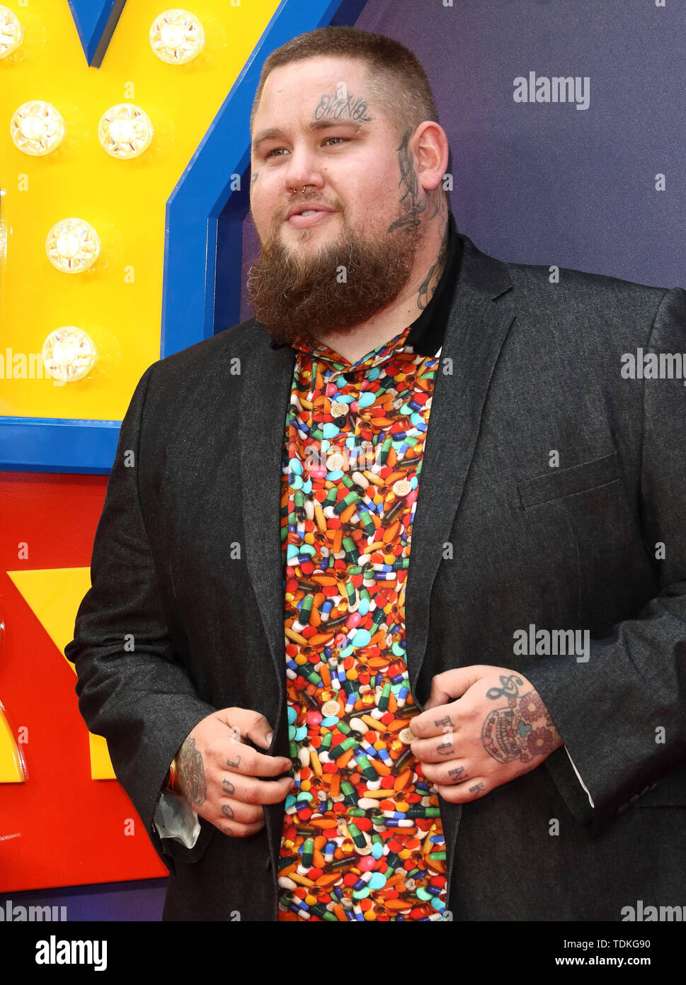 London, UK. 16th June, 2019. Rag n Bone Man attends the European Premiere of Toy Story 4 at Odeon Luxe, Leicester Square in London. Credit: SOPA Images Limited/Alamy Live News Stock Photo