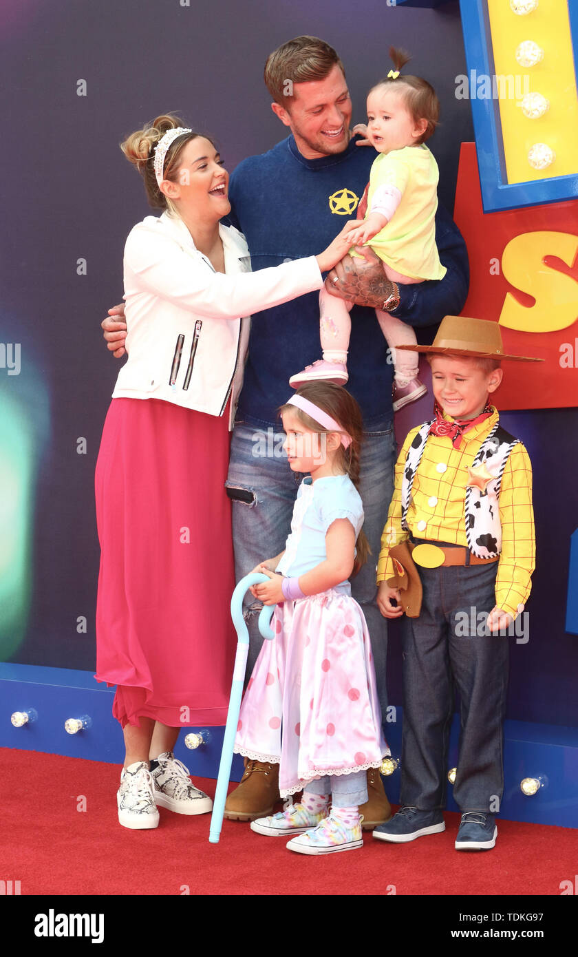 London, UK. 16th June, 2019. Jacqueline Jossa and family attend the European Premiere of Toy Story 4 at Odeon Luxe, Leicester Square in London. Credit: SOPA Images Limited/Alamy Live News Stock Photo