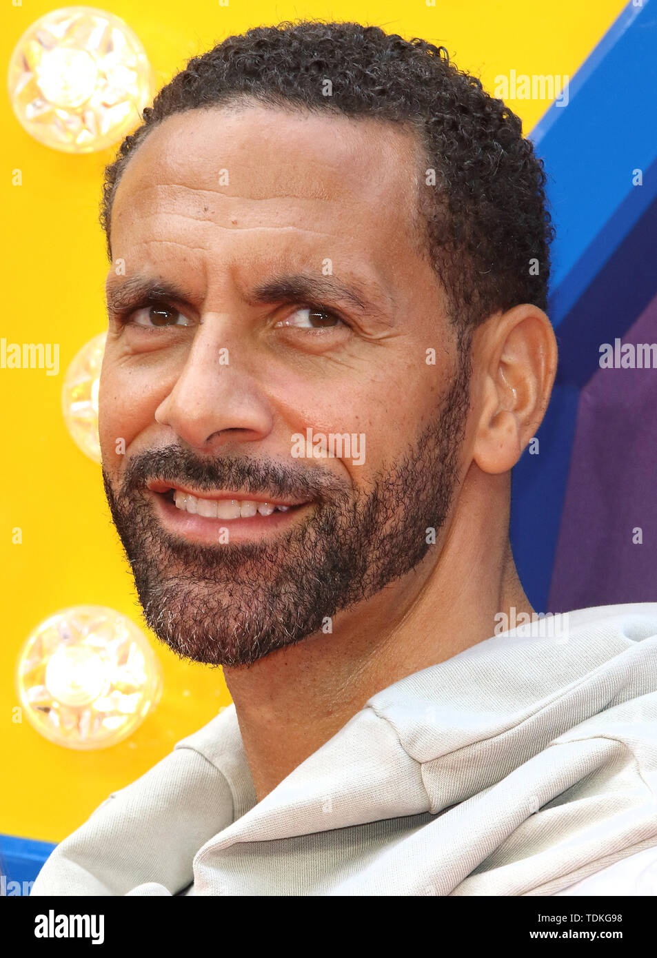 London, UK. 16th June, 2019. Rio Ferdinand attends the European Premiere of Toy Story 4 at Odeon Luxe, Leicester Square in London. Credit: SOPA Images Limited/Alamy Live News Stock Photo