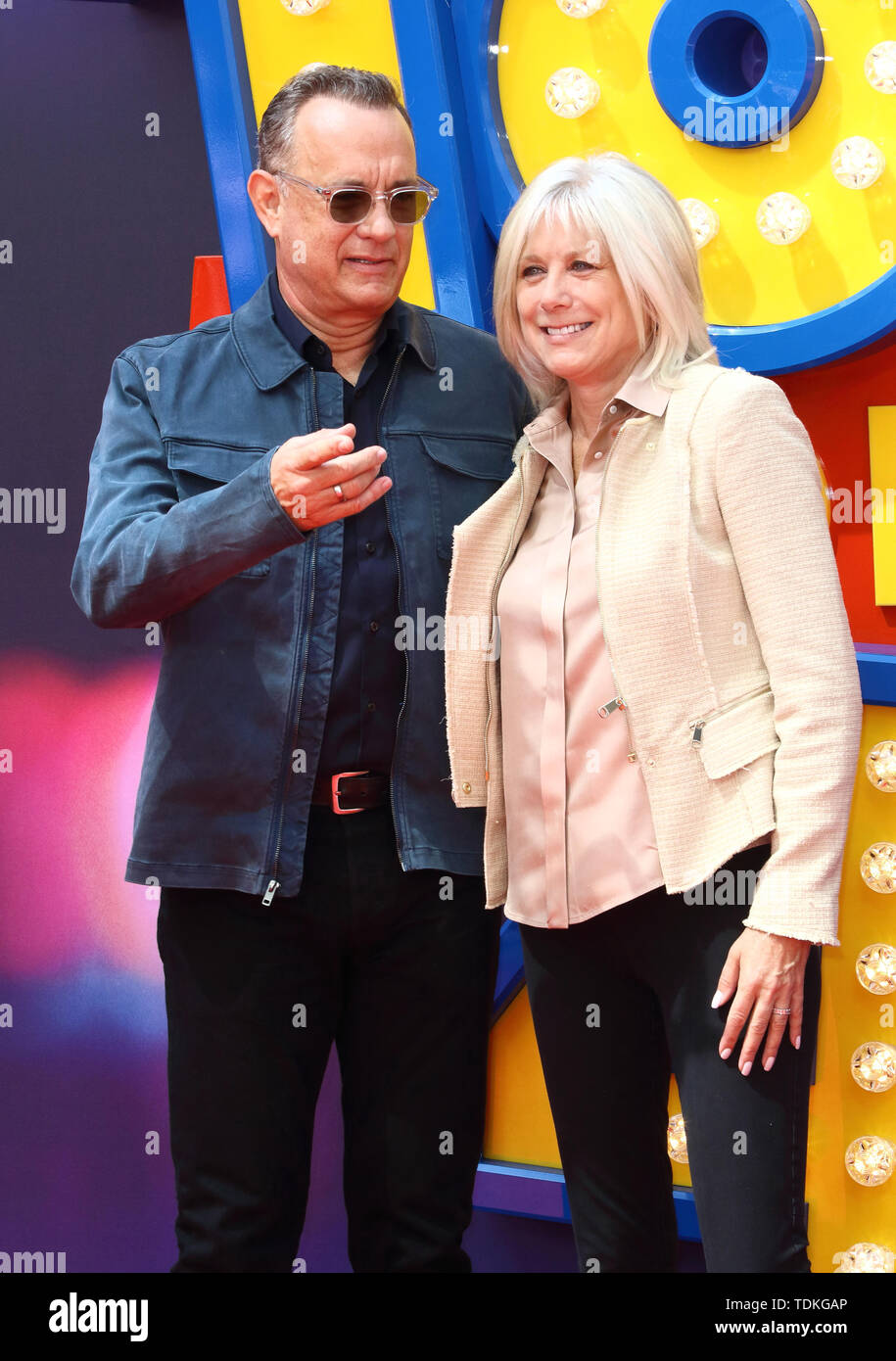 London, UK. 16th June, 2019. Tom Hanks and wife Rita Wilson attend the European Premiere of Toy Story 4 at Odeon Luxe, Leicester Square in London. Credit: SOPA Images Limited/Alamy Live News Stock Photo