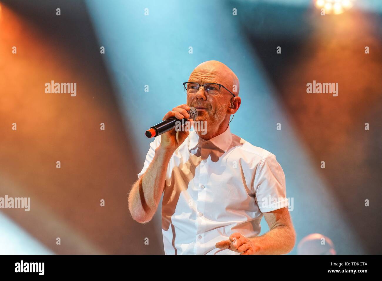 Berlin, Deutschland. 15th June, 2019. 15.06.2019, the British pop singer  and former member of Bronski Beat and The Communards Jimmy Somerville at  the Berliner Rundfunk Open Air 2019 in the Parkbuhne Wuhlheide.