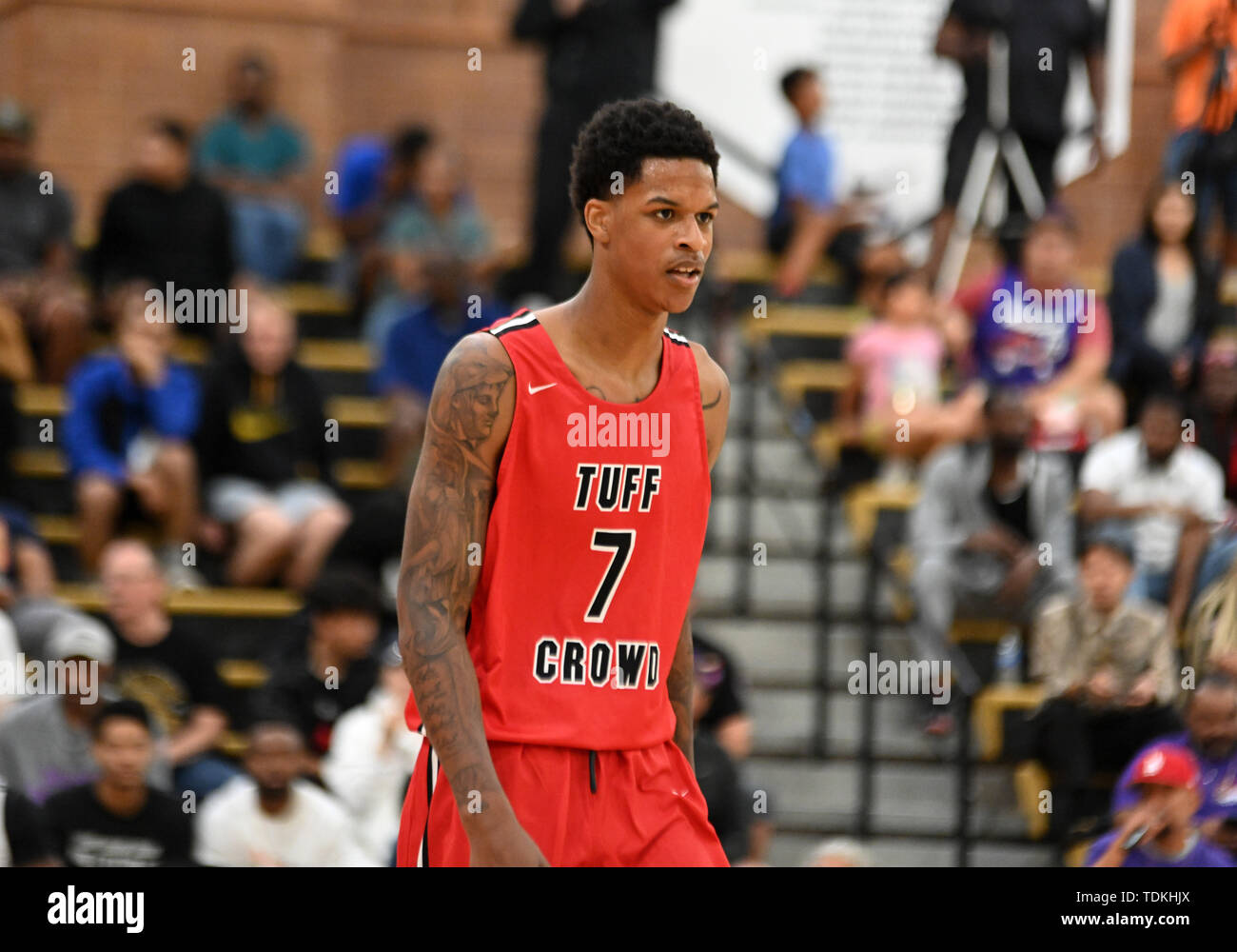 Tuff Crowd forward Shareef O'Neal (7) watches during a Drew League  basketball game, Saturday, June 15, 2019, in Los Angeles. (Dylan  Stewart/Image of Sport) Photo via Newscom Stock Photo - Alamy