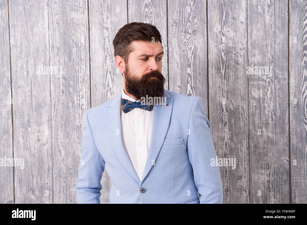 Guy Well Groomed Bearded Hipster Wear Tuxedo Hairstyle And Beard
