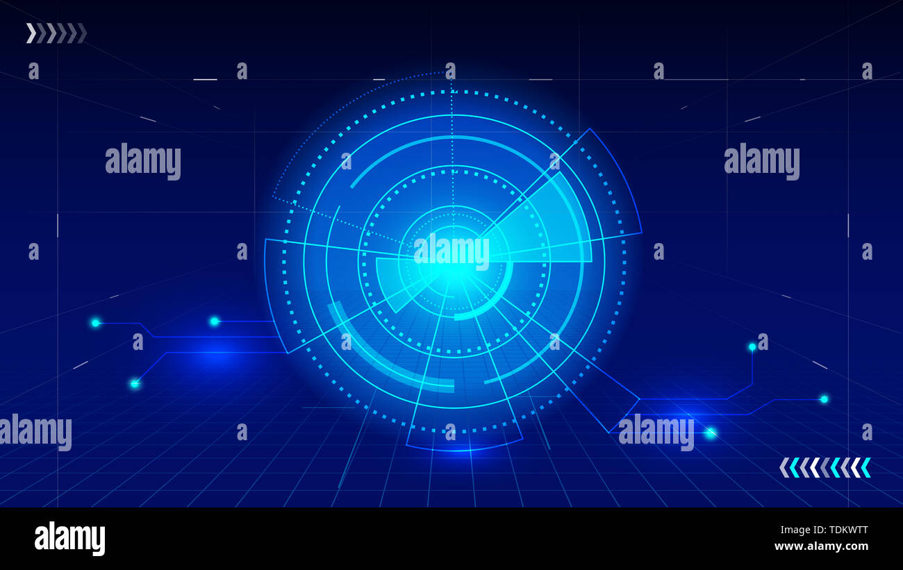 Global network big data, computer technology dark blue background, technical concept. Stock Photo