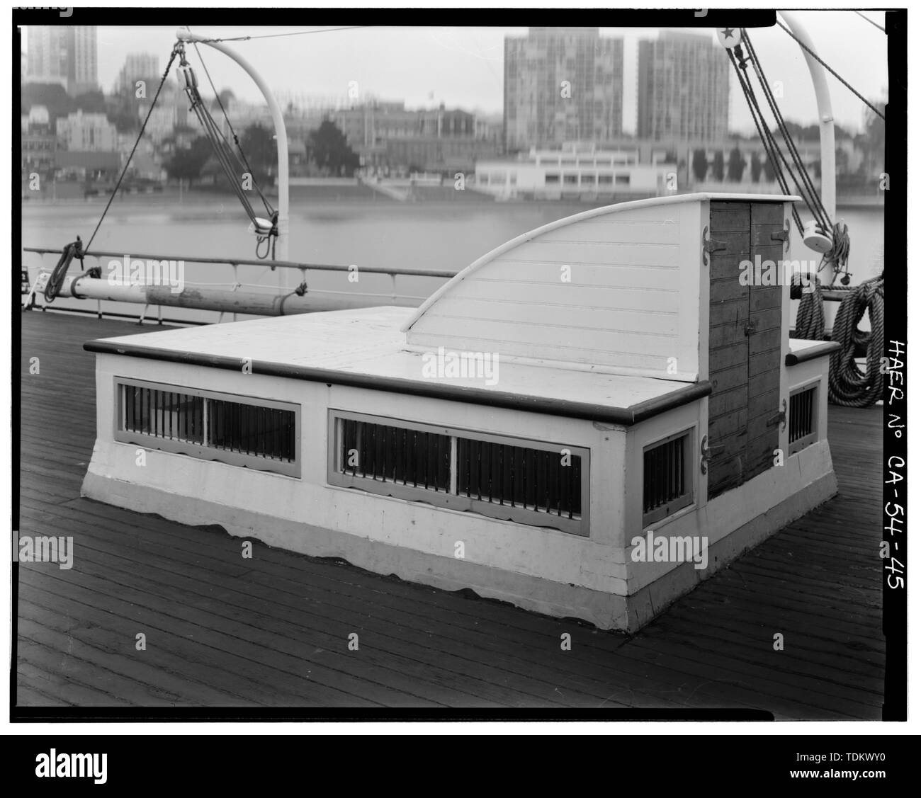 Oblique view of booby hatch showing aft and port faces. Photograph by