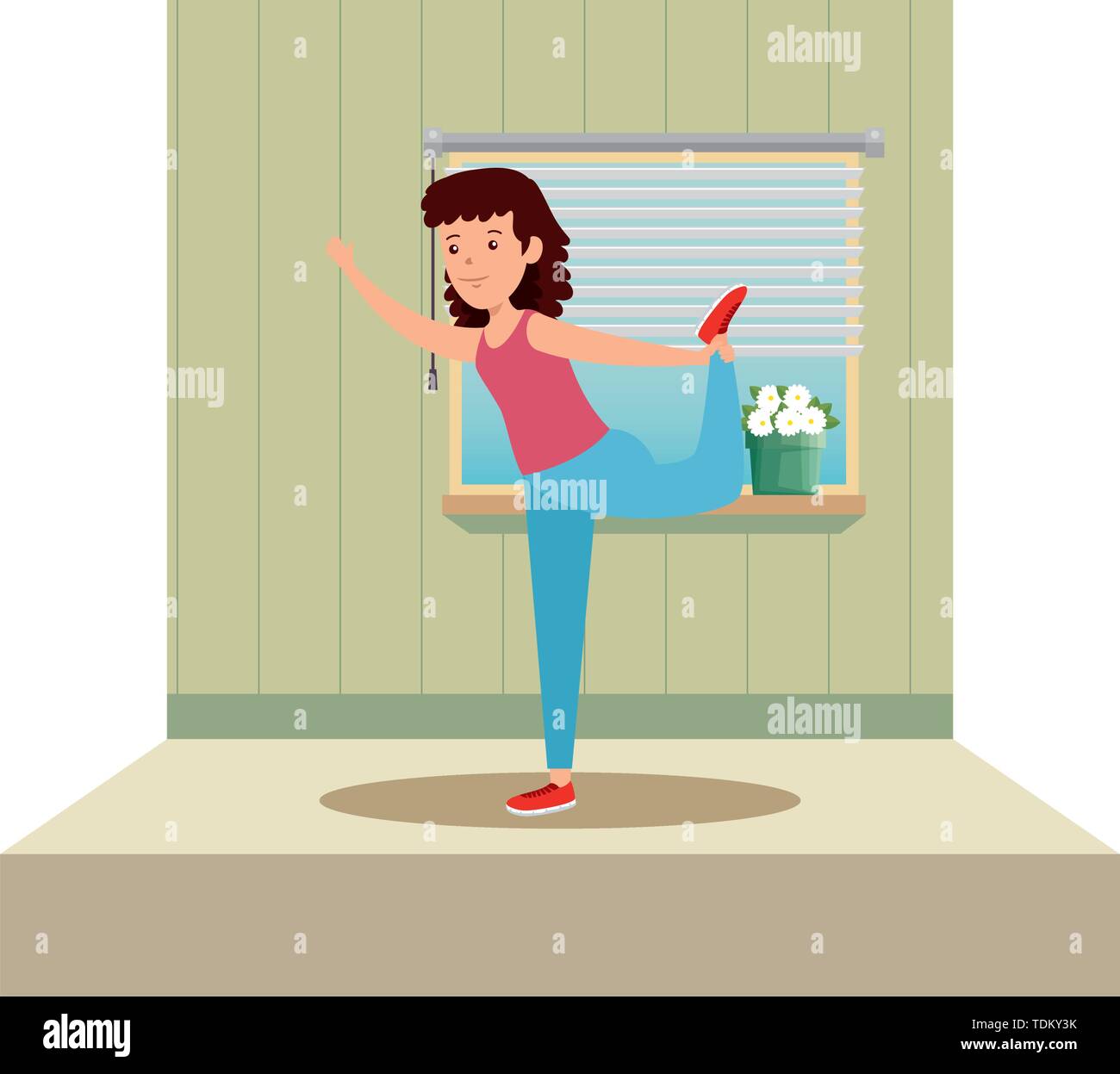 happy athletic girl practicing exercice on the gym Stock Vector Image ...