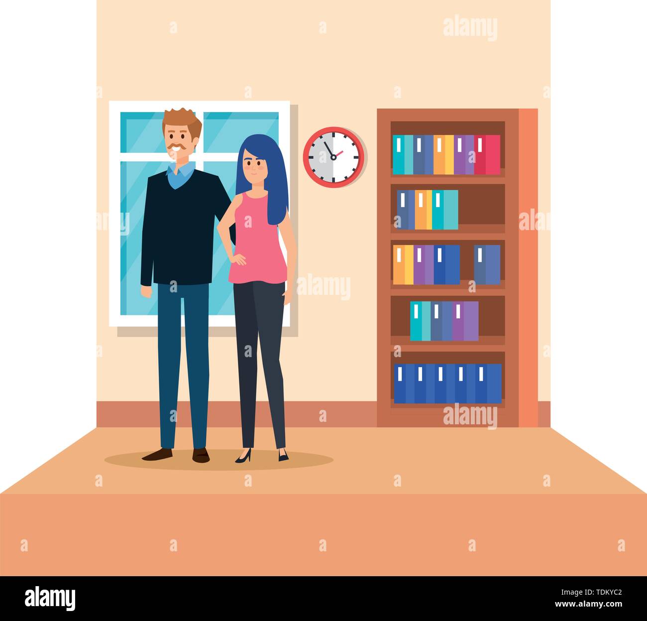 teachers couple in school classroom Stock Vector