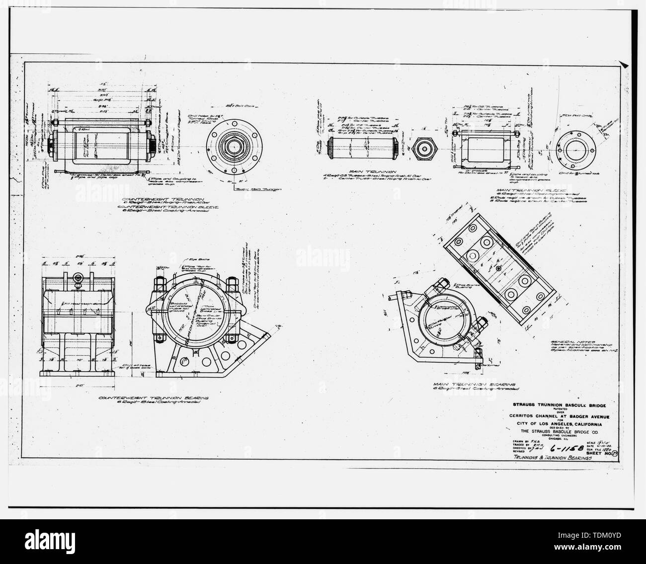 Original engineering drawings sheet 29 Trunnions and Trunnion Bearings