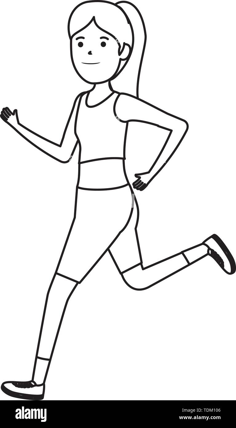 happy athletic girl running sport Stock Vector Image & Art - Alamy