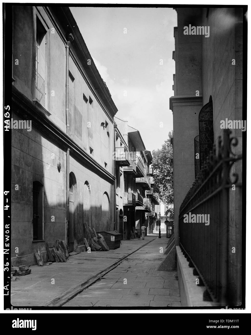 Orleans Alley elevation. June 1936. - The Cabildo, 711 Chartres Street, New Orleans, Orleans Parish, LA; Guillemard, Don Gilberto; y Rojas, Don Andres, Almonester; Surgi, Louis Stock Photo