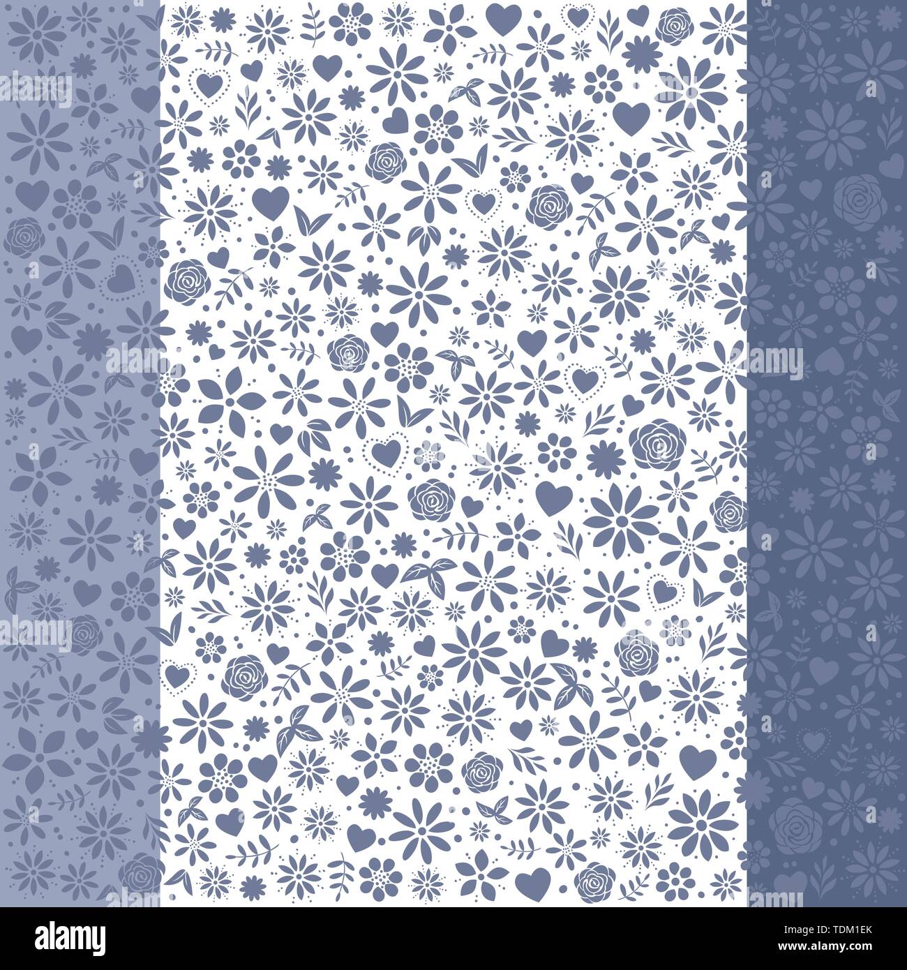 Blue Denim Flower Icons Background - All cutouts - will work on any color background, Grouped and Layered EPS8 Stock Vector