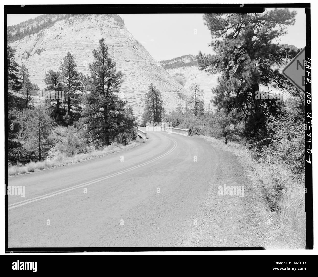 Overall view of Co-op Creek bridge, looking southwest. - Zion-Mount ...
