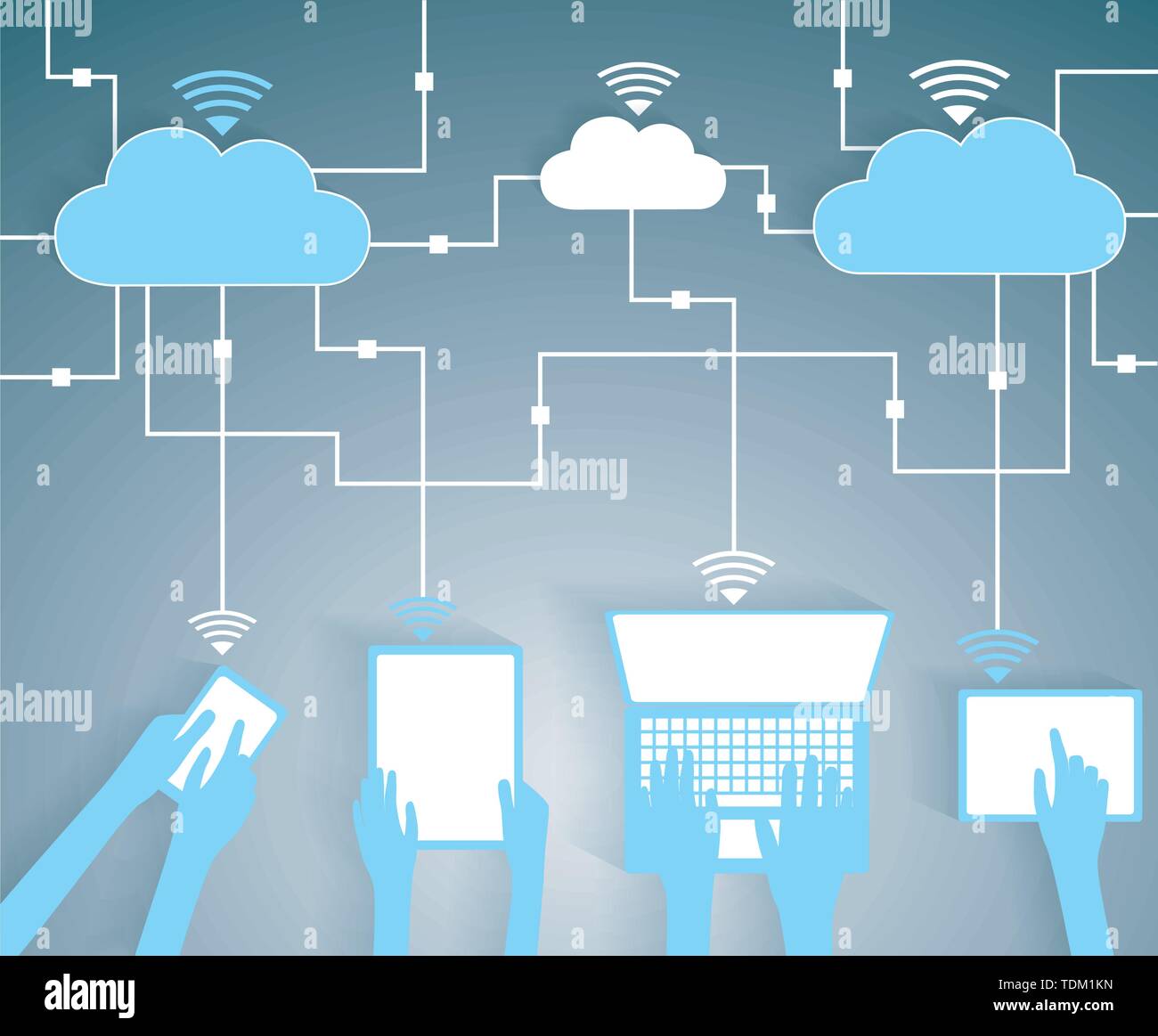 Cloud Computing Paper Cutout BYOD Devices Network Wifi
