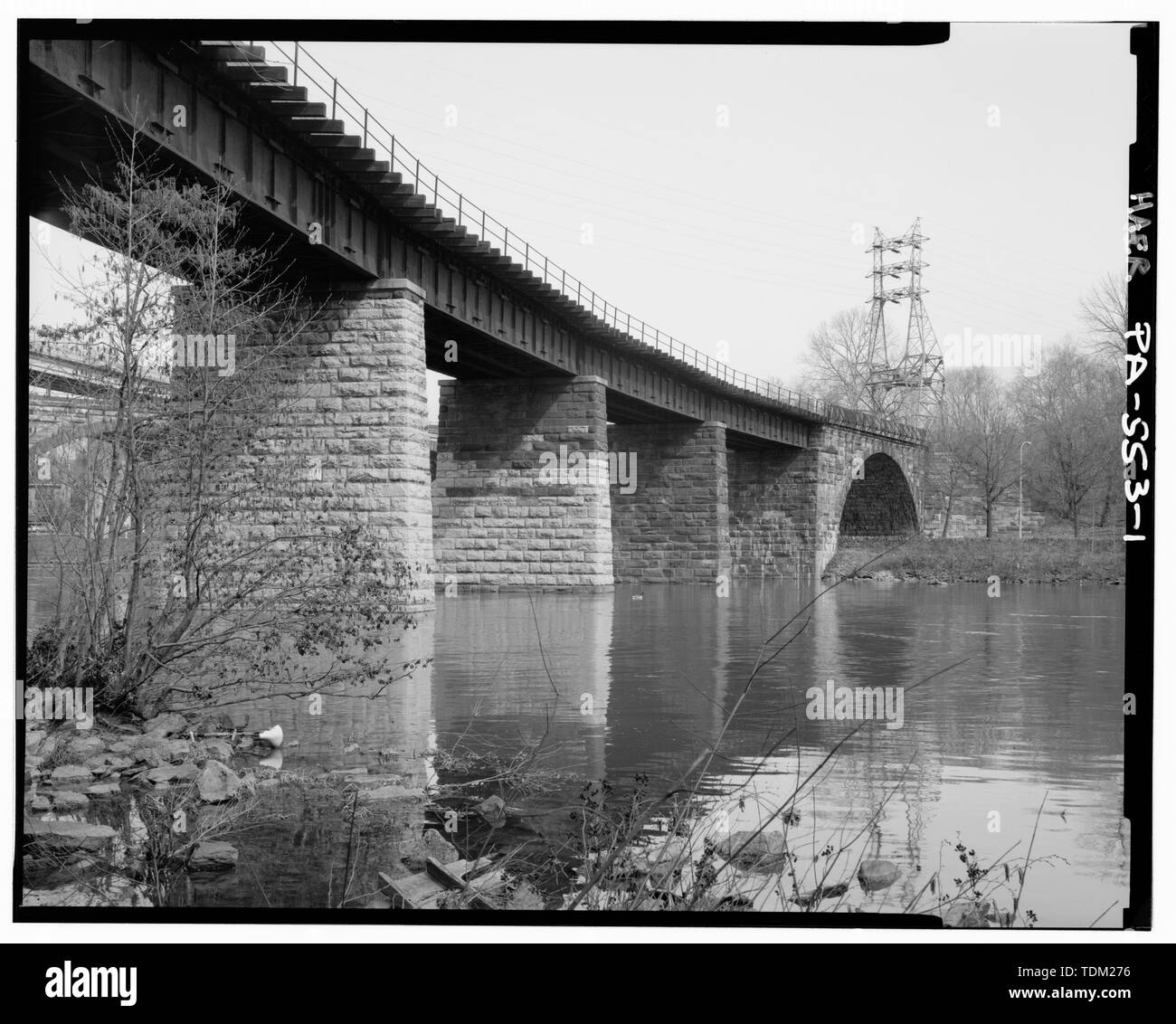 Overview from west bank of Schuykill River. - Philadelphia and Reading  Railroad, Bridge at West Falls, Spanning Schuylkill River, southeast of  Roosevelt Boulevard Bridge, Philadelphia, Philadelphia County, PA; Nichols,  H K; Pencoyd