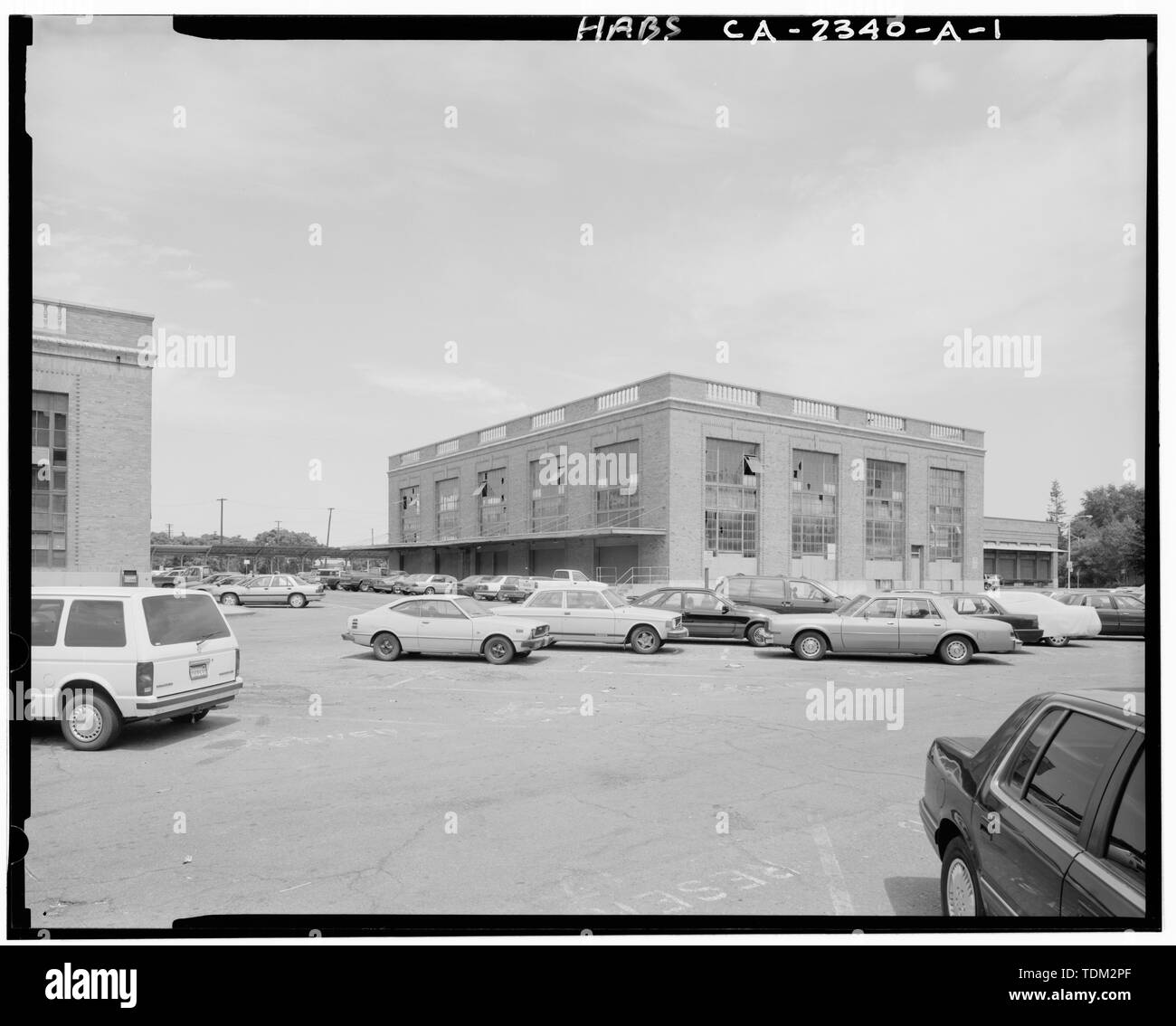 Overview of southeast corner of Southern Pacific Railroad Depot and