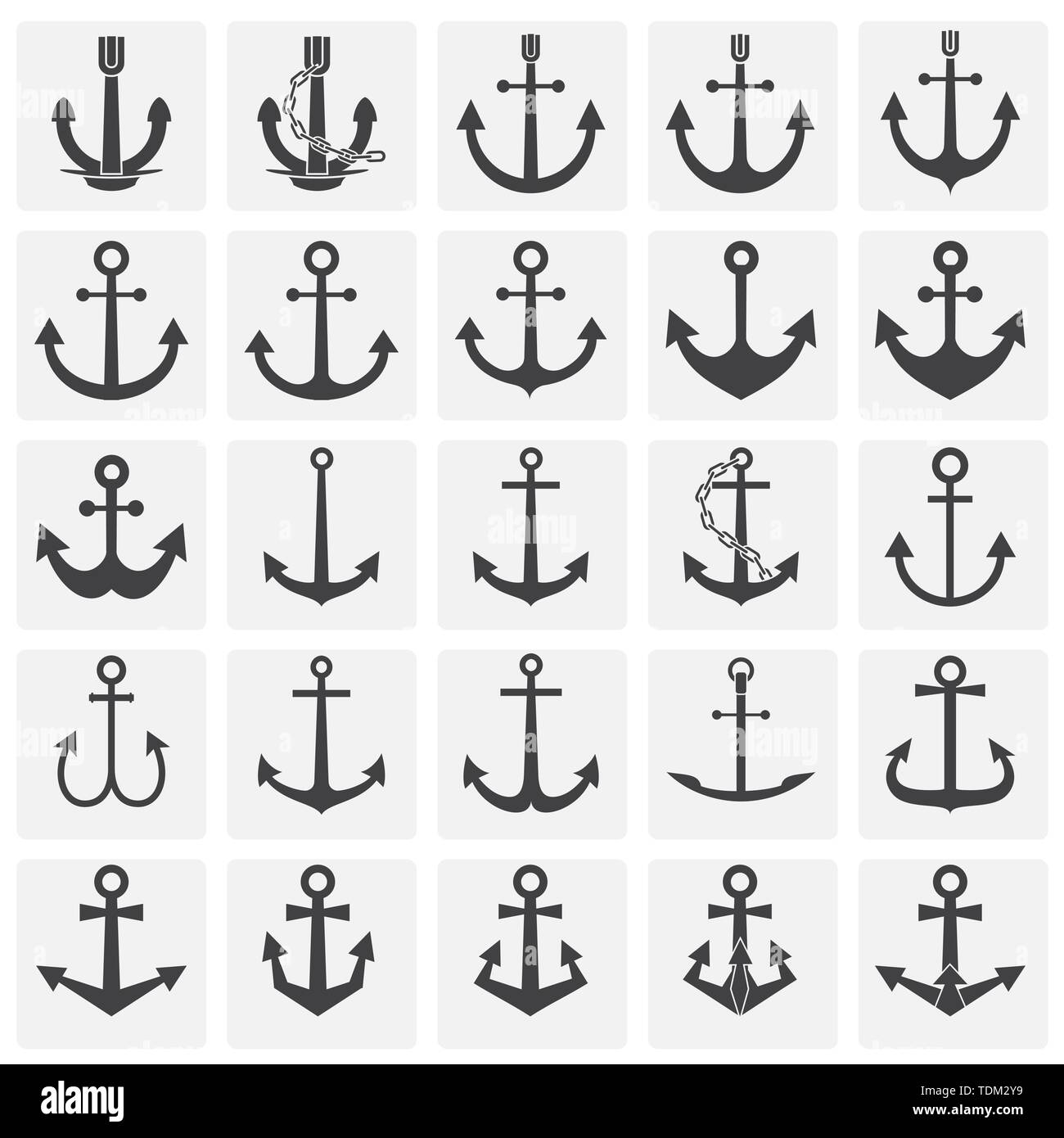 Anchor icons set on background for graphic and web design. Simple