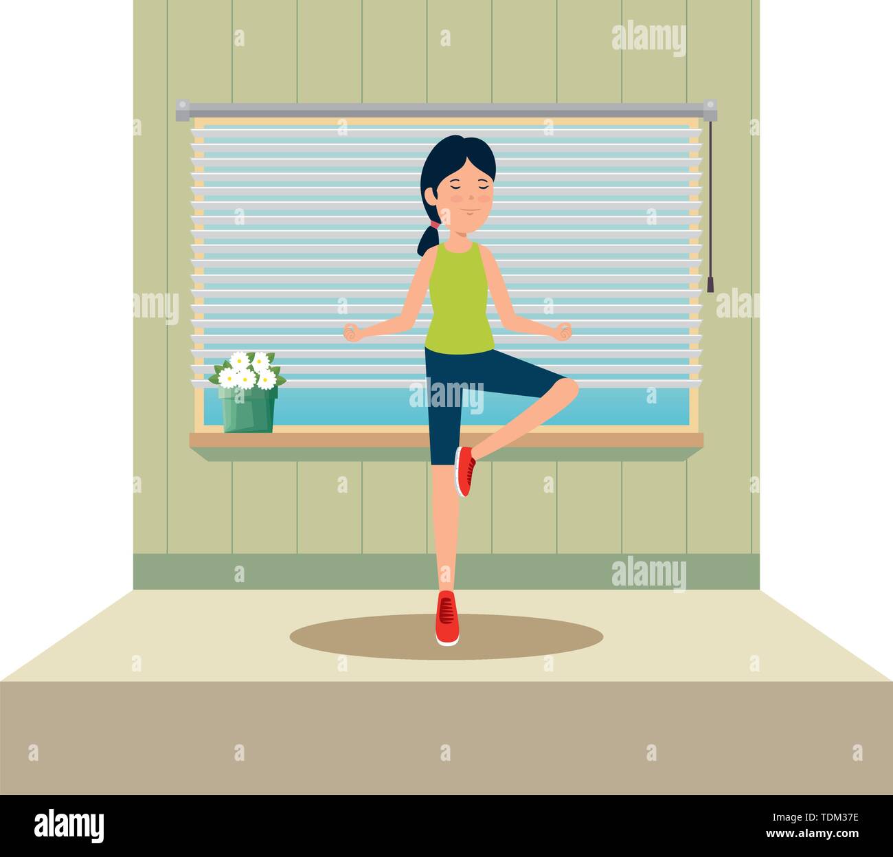 happy athletic girl practicing exercice on the gym Stock Vector Image ...