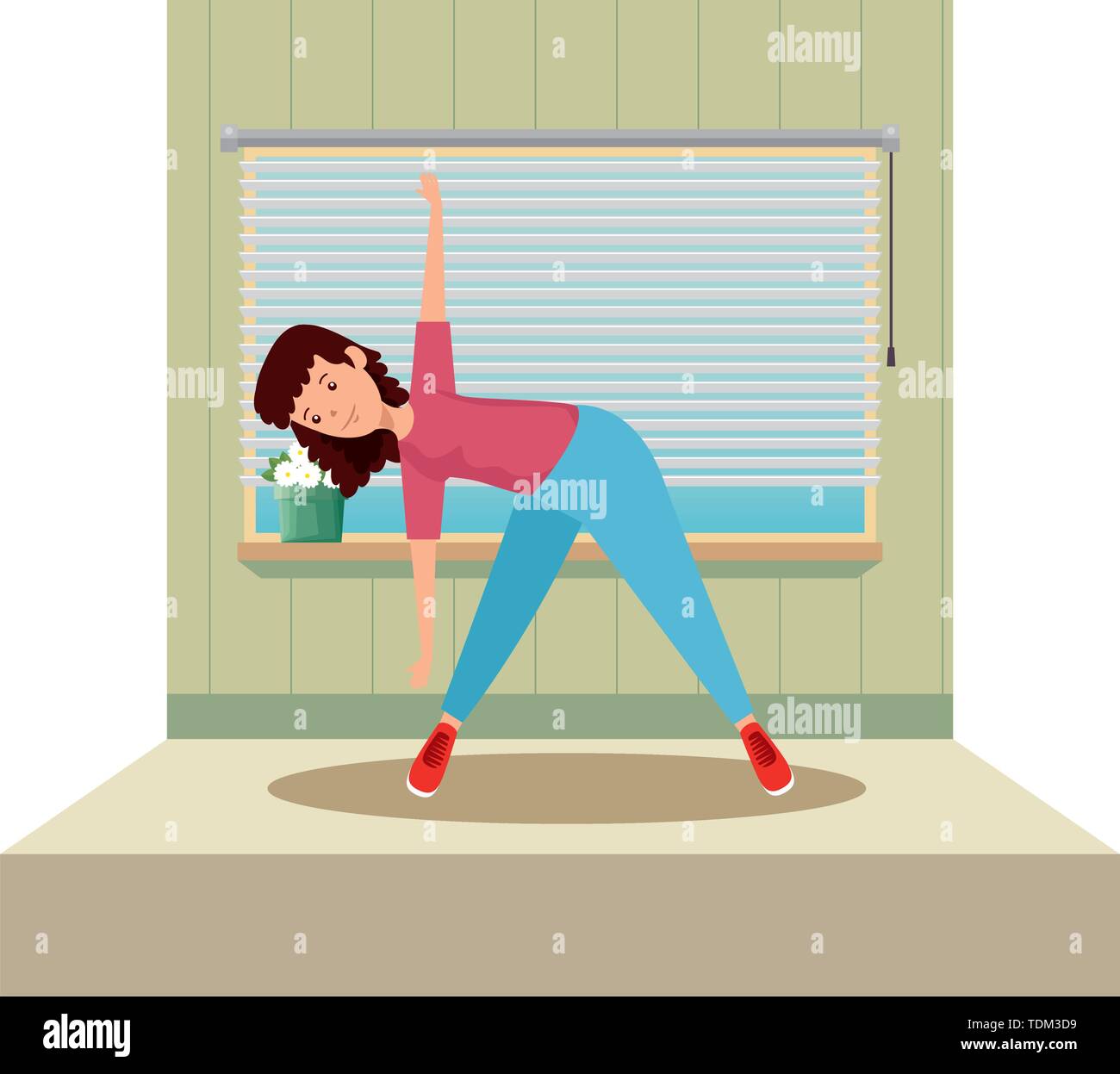 happy athletic girl practicing exercice on the gym Stock Vector Image ...