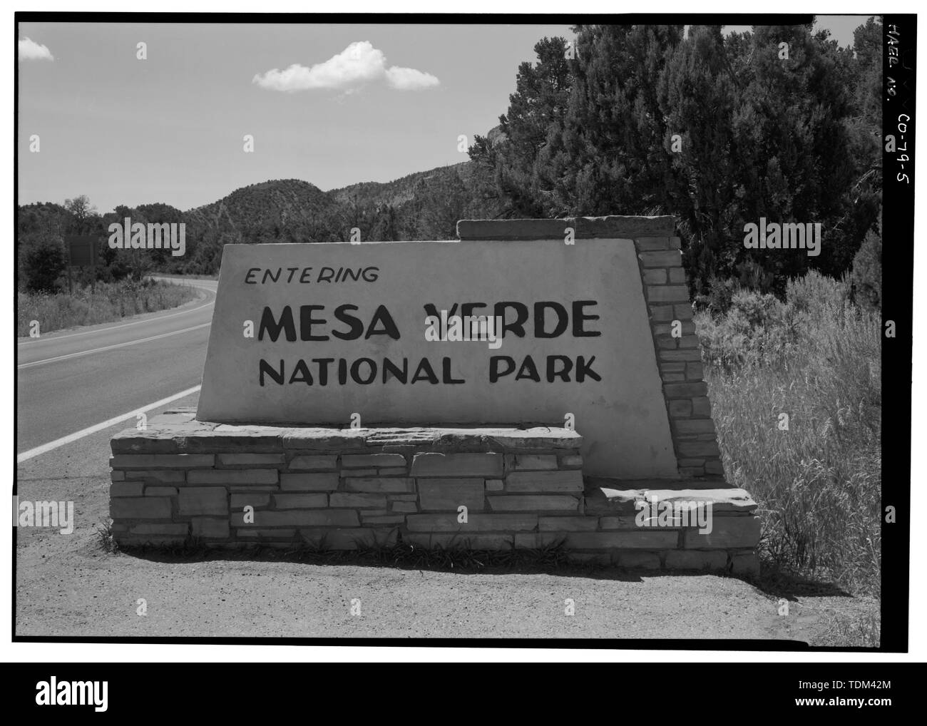 PARK ENTRANCE SIGN, FACING S. Mesa Verde National Park Main Entrance