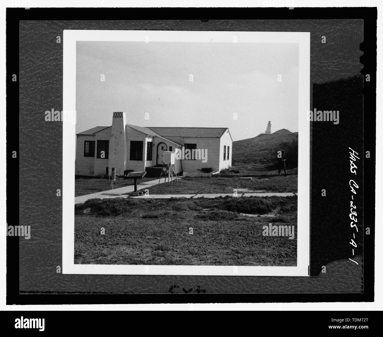 PERSPECTIVE VIEW OF HOUSE SHOWING LIGHT TOWER IN BACKGROUND - Anacapa Island Light Station, House, East Anacapa Island, Ventura, Ventura County, CA Stock Photo