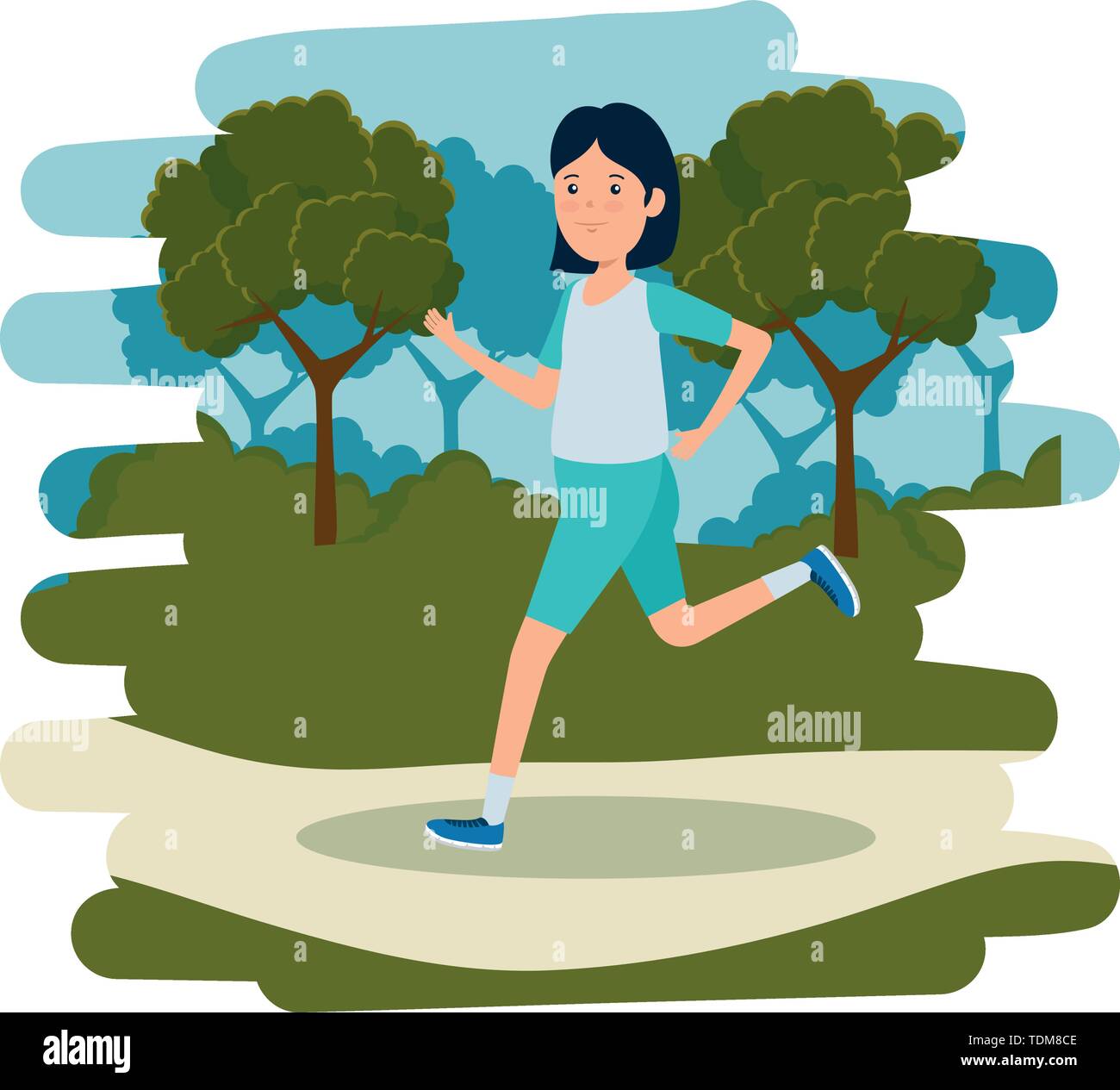 Boy girl running in field Stock Vector Images - Alamy