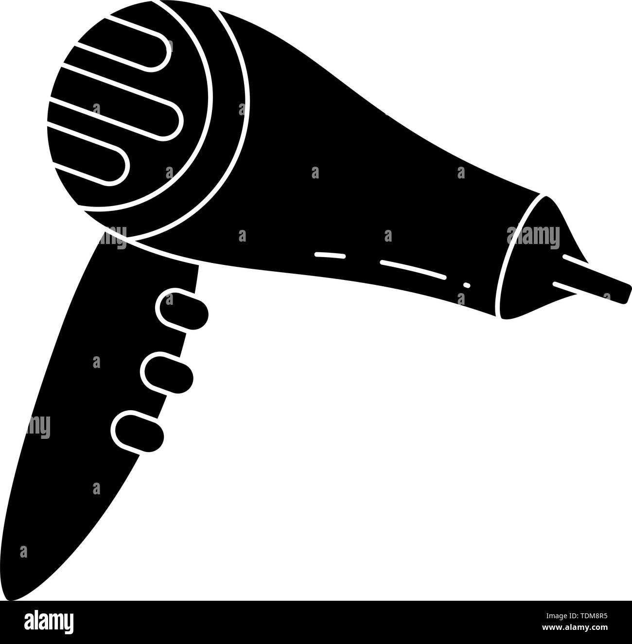Black and white hairdryer with concentrator nozzle Stock Vector