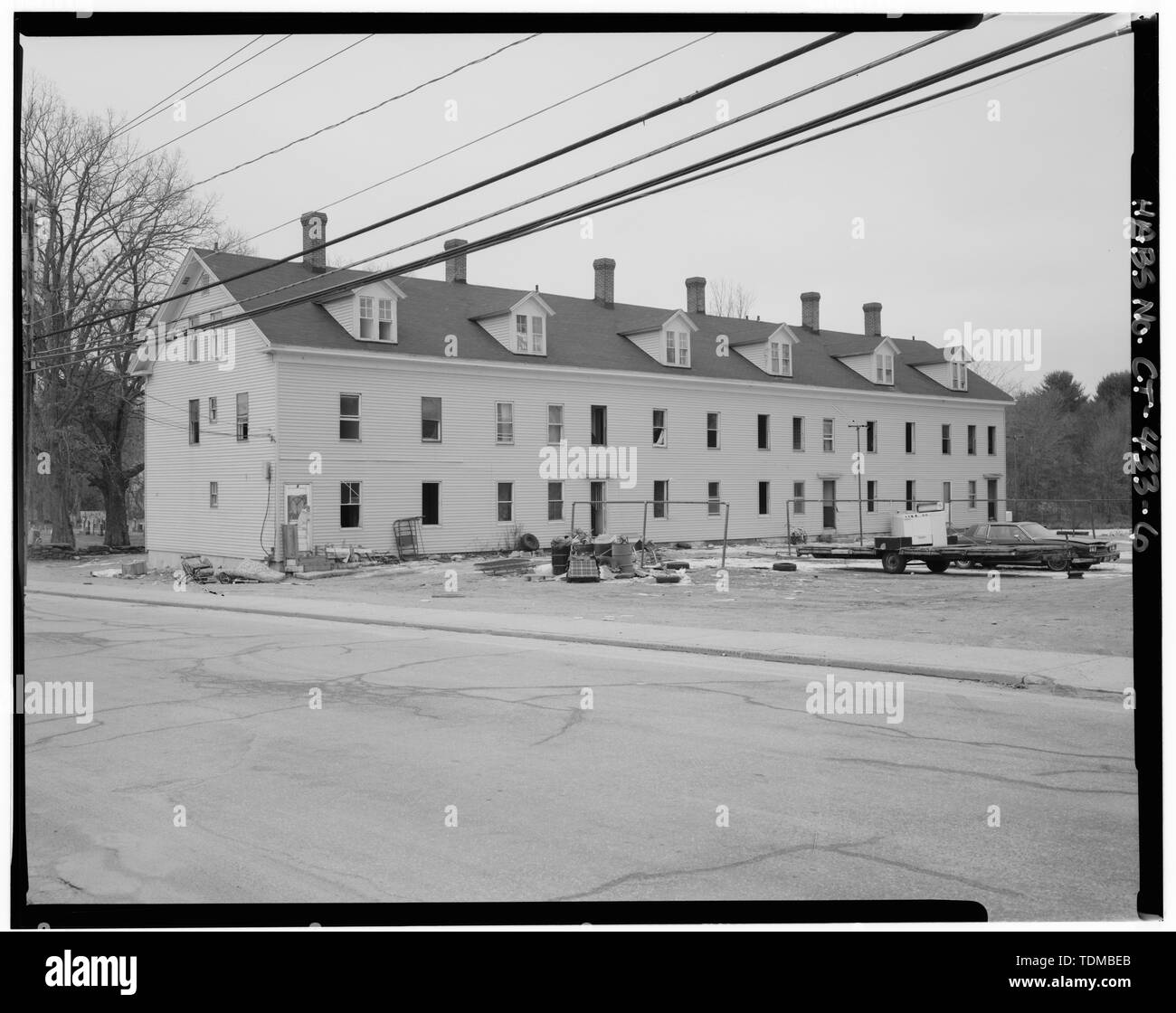 PERSPECTIVE OF EAST (GABLE END) AND NORTH ELEVATIONS, VIEW SOUTHWEST