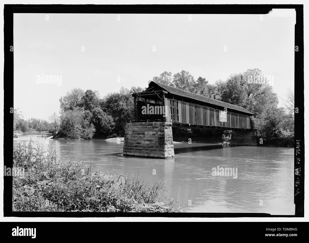 PERSPECTIVE VIEW FROM NORTHWEST. - Bells Ford Bridge, Spanning East Fork White River at State Route 258, Seymour, Jackson County, IN; Pattison, Robert; McNairy, Claflen and Company; Post, Simeon S; Post, Andrew; Hull, W L; Blish, John H; Bell, Isaac; Claflin, Henry; McNairy, Albert; Seymour Citizen's Association; Seymour Bridge Company; J.A. Barker Engineering; Union Pacific Railroad; Cleveland Bridge and Car Works; Atlantic Bridge Works; L.B. Bloomer and Company; Watson Manufacturing Company; Detroit Bridge Works; J.H. Cofrode; Christianson, Justine, transmitter; Marston, Christopher, project Stock Photo