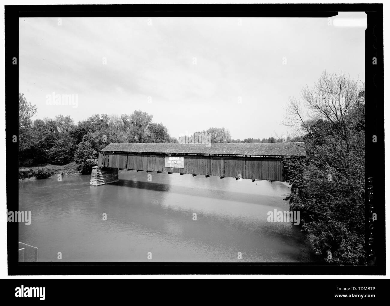 PERSPECTIVE VIEW FROM SOUTHWEST. - Bells Ford Bridge, Spanning East Fork White River at State Route 258, Seymour, Jackson County, IN; Pattison, Robert; McNairy, Claflen and Company; Post, Simeon S; Post, Andrew; Hull, W L; Blish, John H; Bell, Isaac; Claflin, Henry; McNairy, Albert; Seymour Citizen's Association; Seymour Bridge Company; J.A. Barker Engineering; Union Pacific Railroad; Cleveland Bridge and Car Works; Atlantic Bridge Works; L.B. Bloomer and Company; Watson Manufacturing Company; Detroit Bridge Works; J.H. Cofrode; Christianson, Justine, transmitter; Marston, Christopher, project Stock Photo