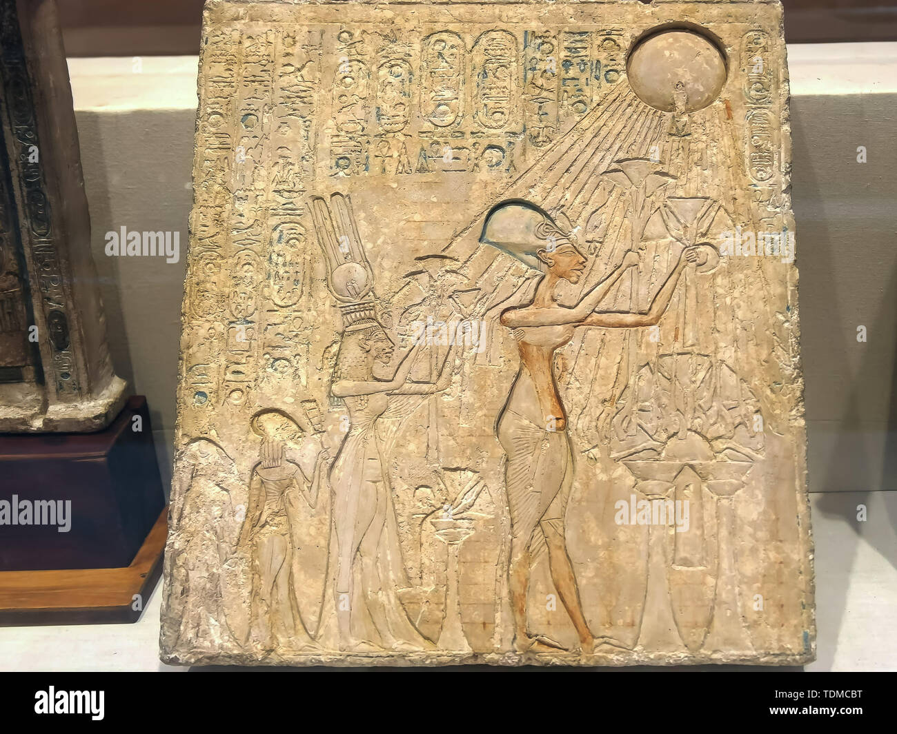 CAIRO, EGYPT- SEPTEMBER, 26, 2015: famous stela of akhenaten and nefertiti in cairo Stock Photo
