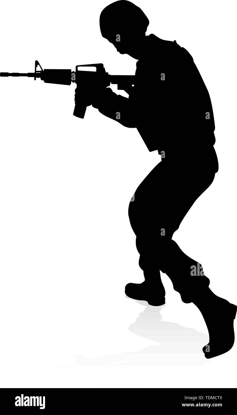 Silhouette Soldier Stock Vector