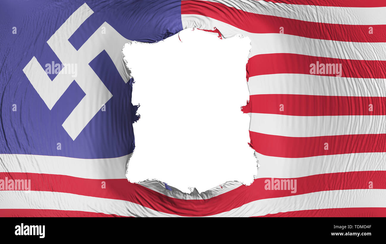 Square hole in the USA swastika flag Stock Photo