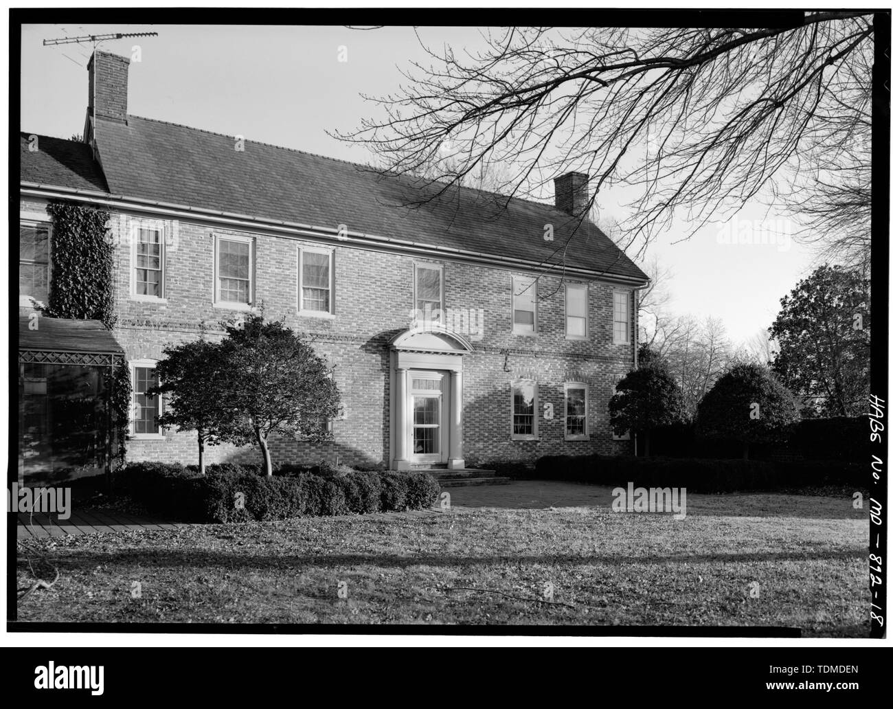 PERSPECTIVE VIEW OF WEST ELEVATION, DETAIL OF ENTRANCE Bowlingly, State Route 18 vicinity