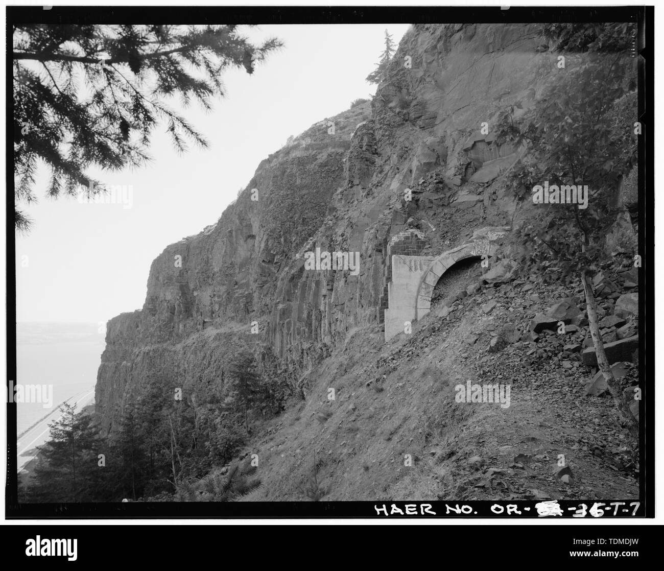 PERSPECTIVE VIEW OF WEST PORTAL WITH CLIFF FACE, LOOKING EAST