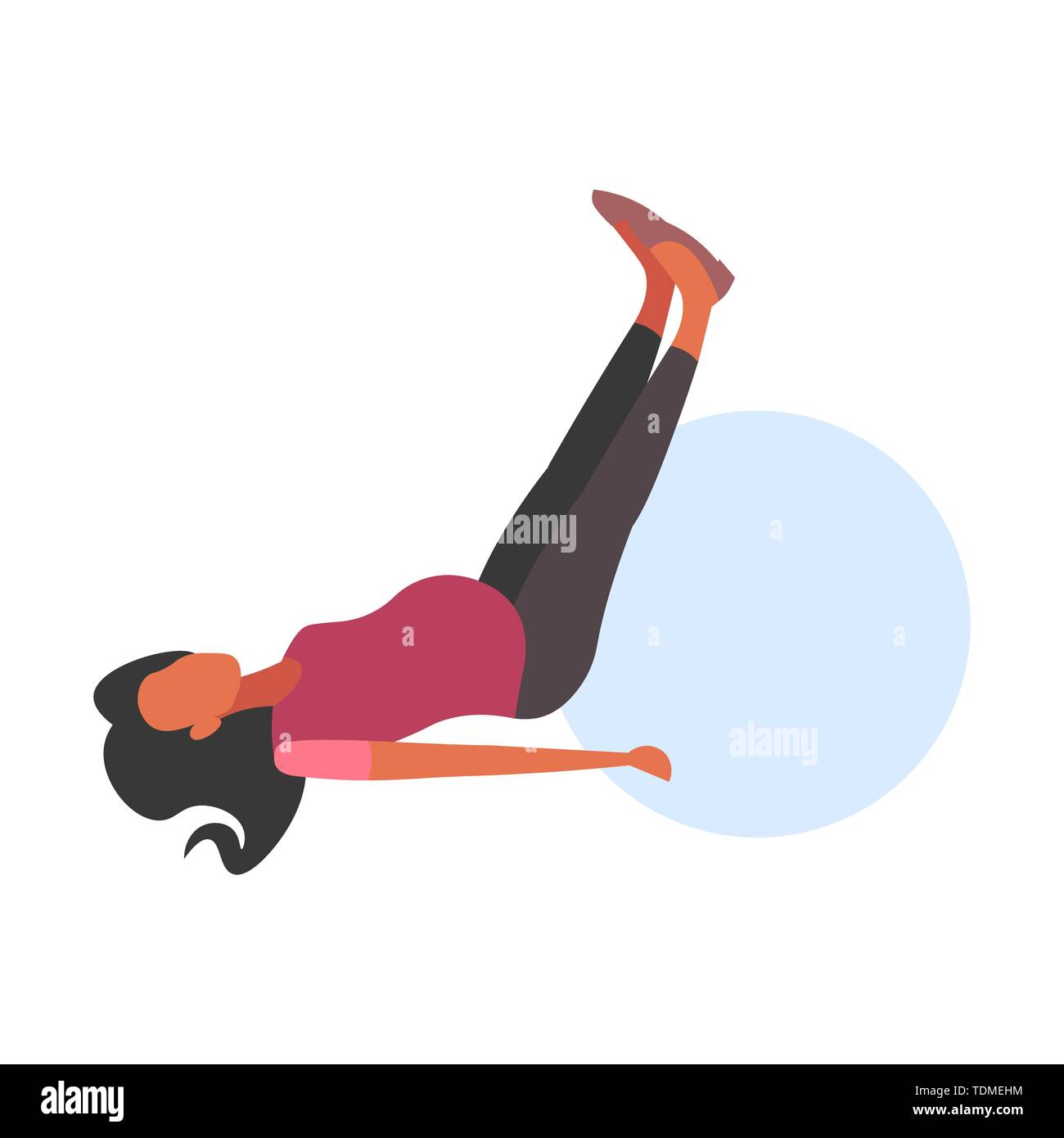 pregnant woman lying on gymnastic ball girl doing exercises with fitball workout fitness pregnancy healthy lifestyle concept full length flat Stock Vector