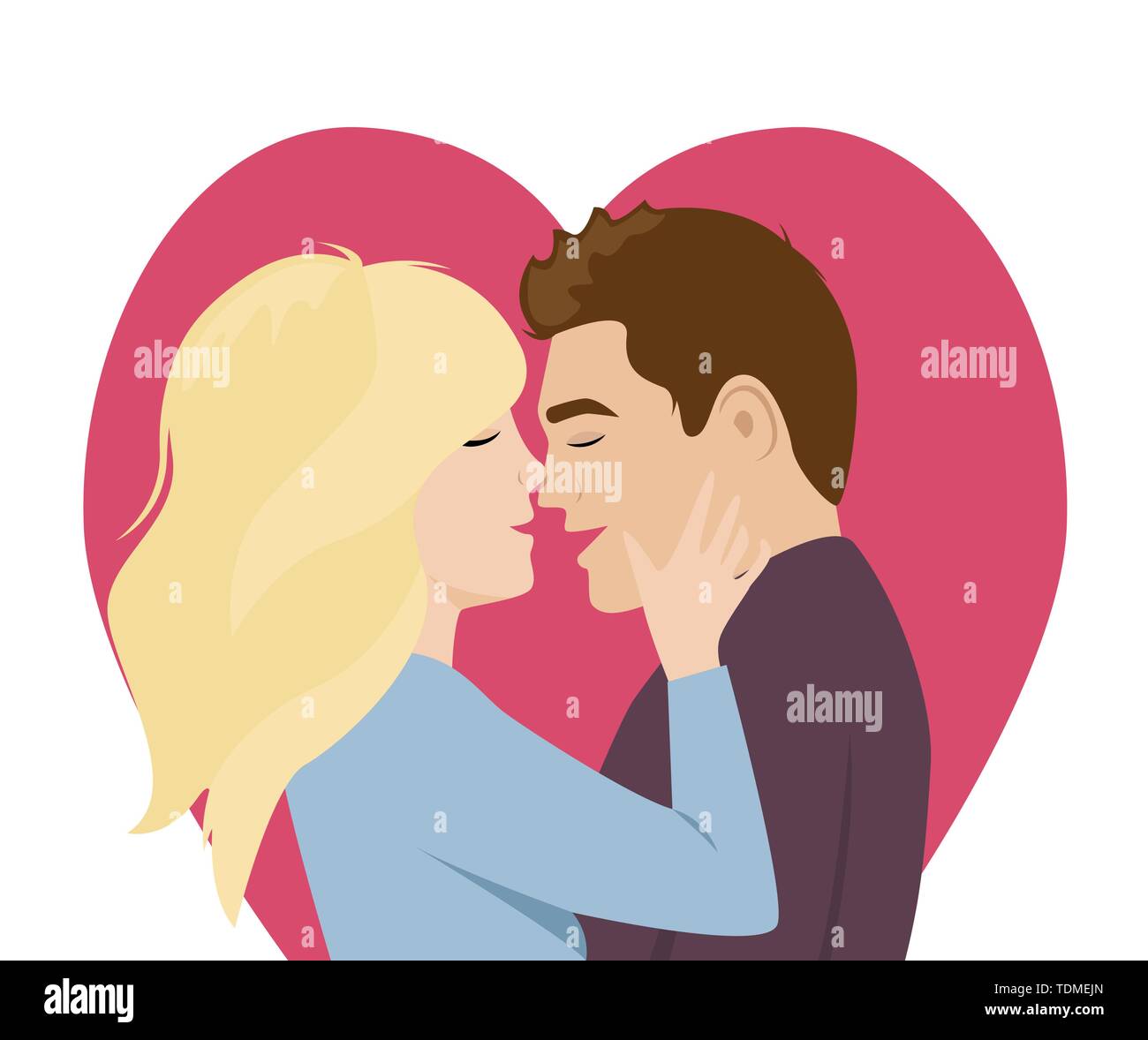 Couple in love kissing. Flat cartoon style vector illustration Stock Vector  Image & Art - Alamy
