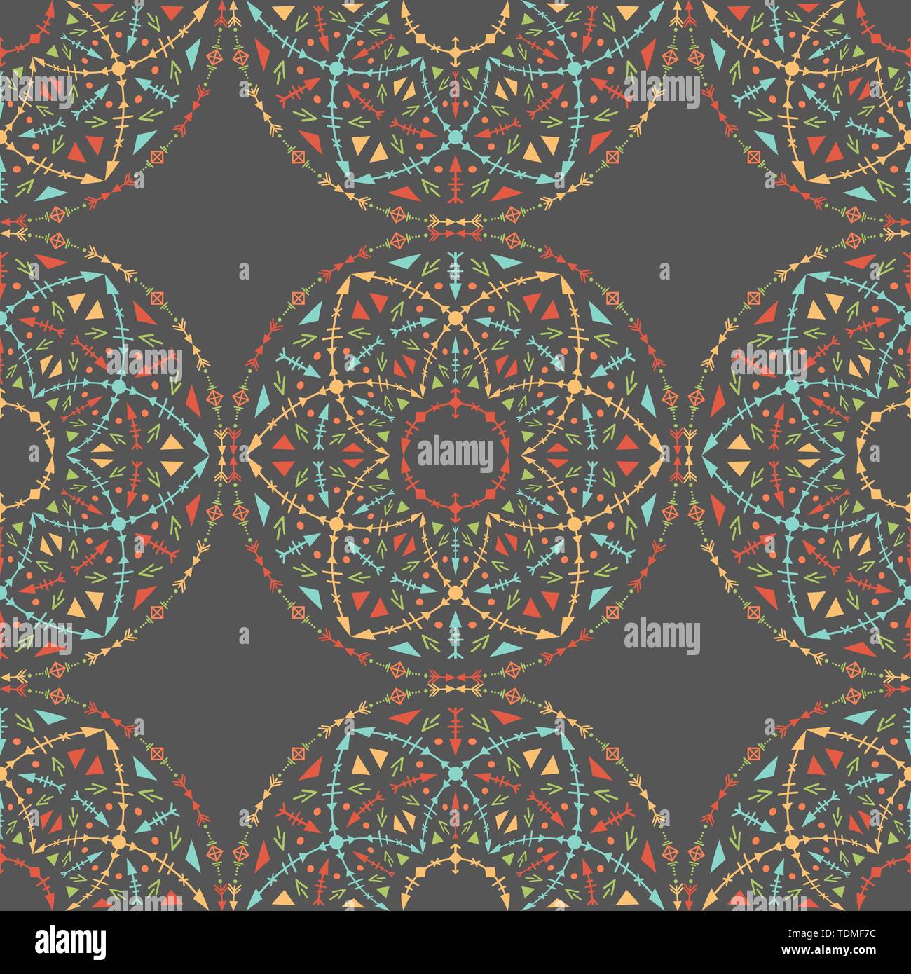 Ethnic seamless pattern with tribal ornaments. Boho geometrical pattern. Vector line background. Stock Vector
