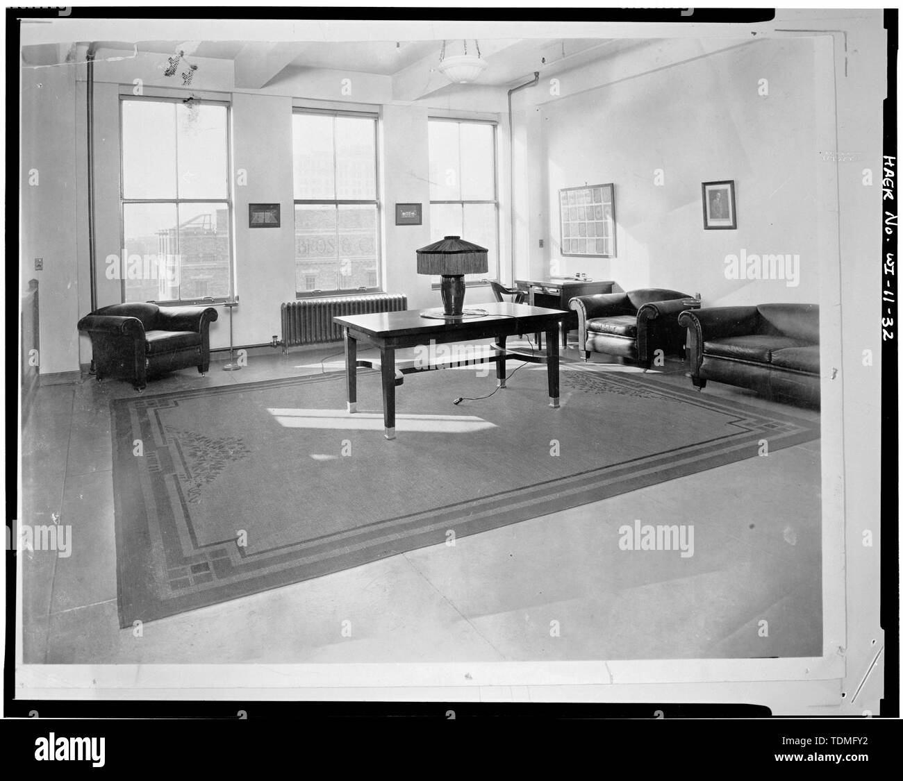 PHOTOCOPY OF INTERIOR VIEW OF OFFICE (Photographer and date unknown). - Oshkosh Grass Matting Company, 35 Wisconsin Street, Oshkosh, Winnebago County, WI; Steiger                                        , Emil H; Choate                             , Leander; Warte                                     , F E; Broan, R C; City of Oshkosh; Reliance Warehousing Incorporated; Deltox Rug Company; Steiger, Carl; Steiger, Emil; Widder, T C; Peterson, Ralph; Miller, John; Fluor Brothers Construction Company Stock Photo