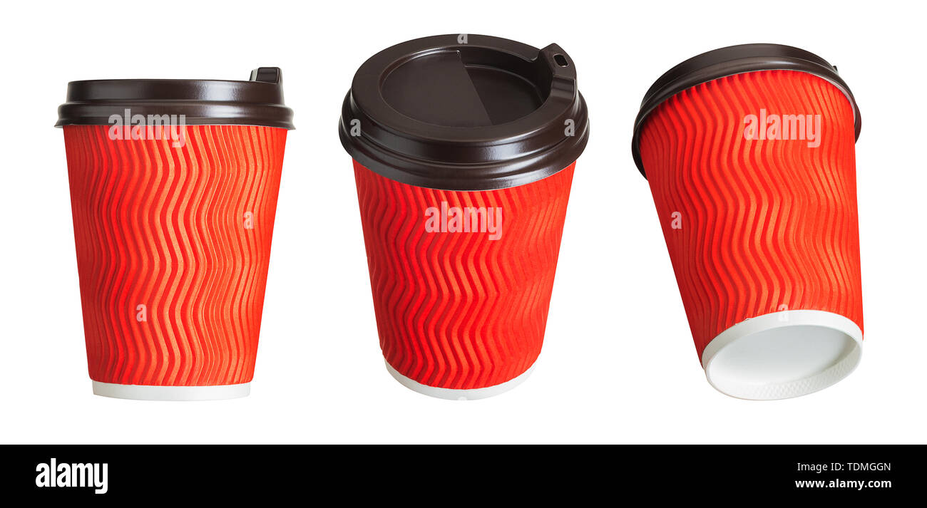 Set of coffee paper drinking cups on white background Stock Photo - Alamy
