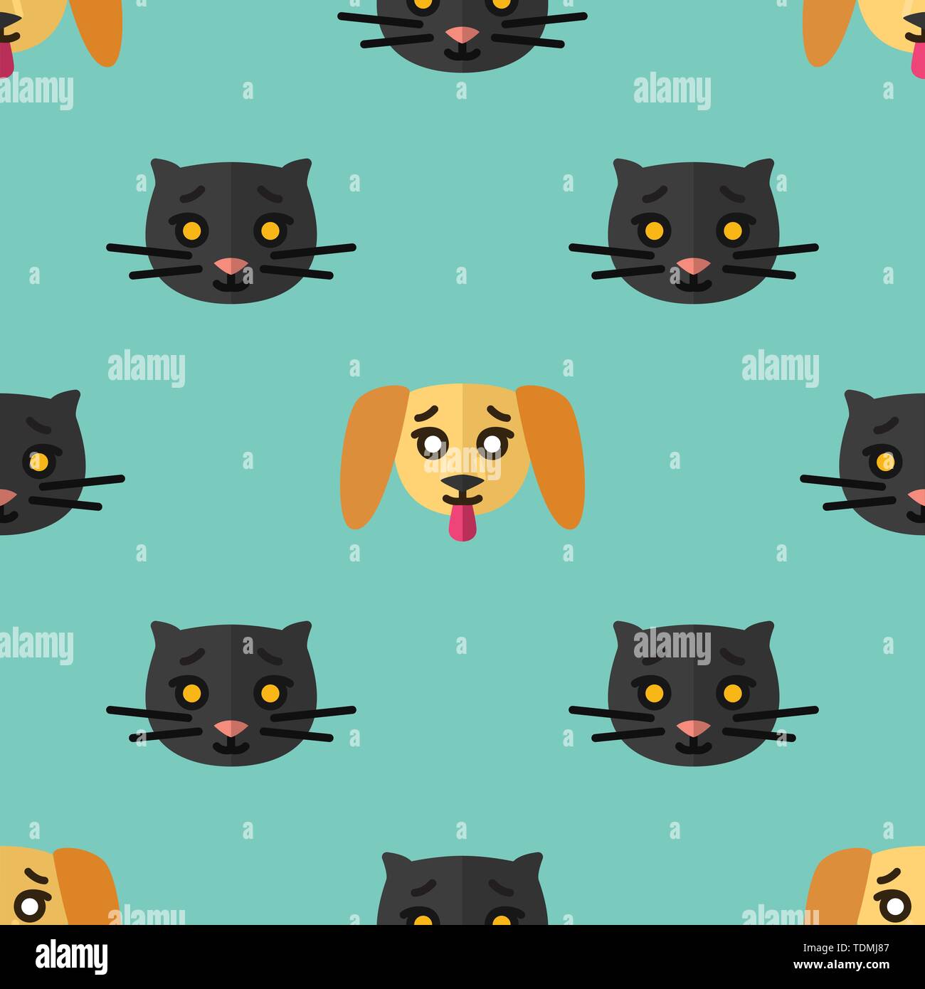 Seamless pattern for textiles with cute black kittens and yellow ...