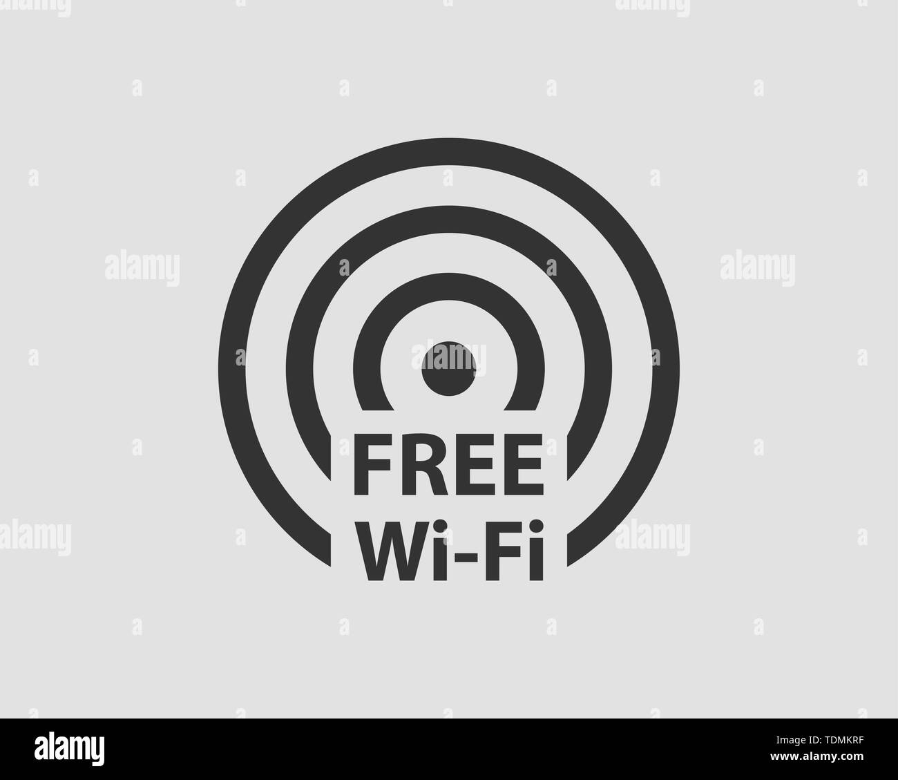 Free wi fi icon. Connection zone wifi vector symbol. Radio waves signal