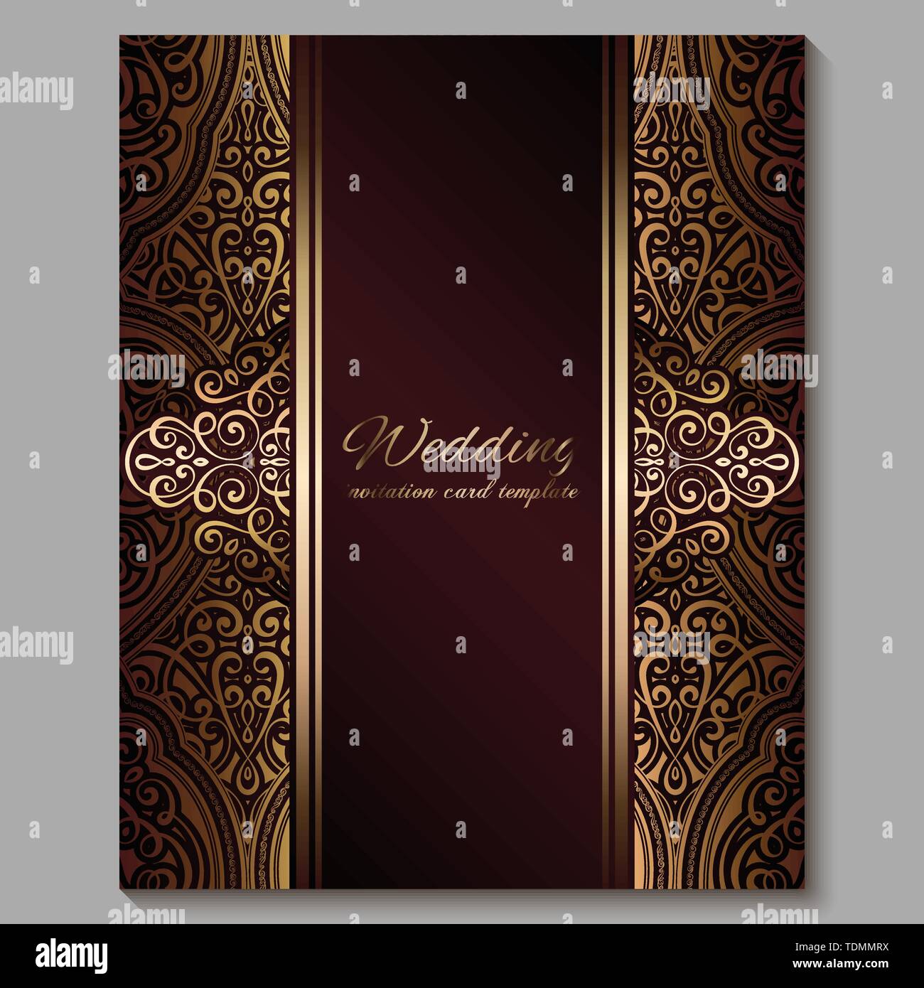 Wedding invitation card with gold shiny eastern and baroque rich foliage.  Royal red Ornate islamic background for your design. Islam, Arabic, Indian  Stock Vector Image & Art - Alamy