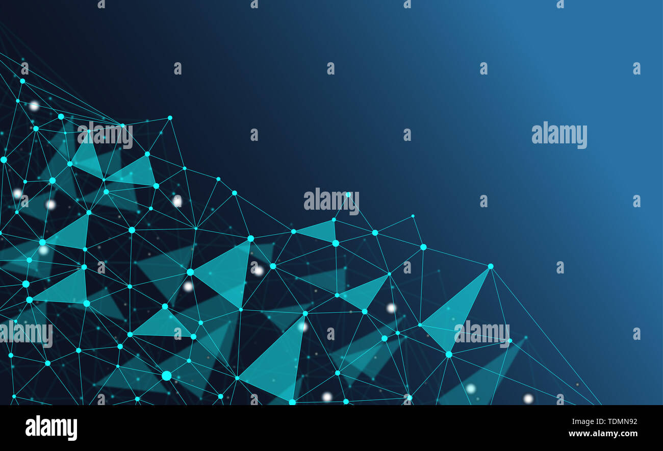 Interconnected dot wire material with a sense of technology. Big data concept background. Stock Photo