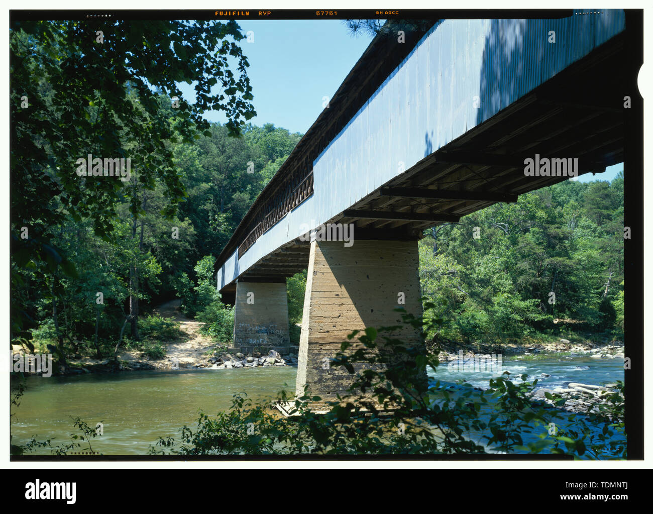 Perspective from south bank, looking N. Swann Bridge, Spanning Locust